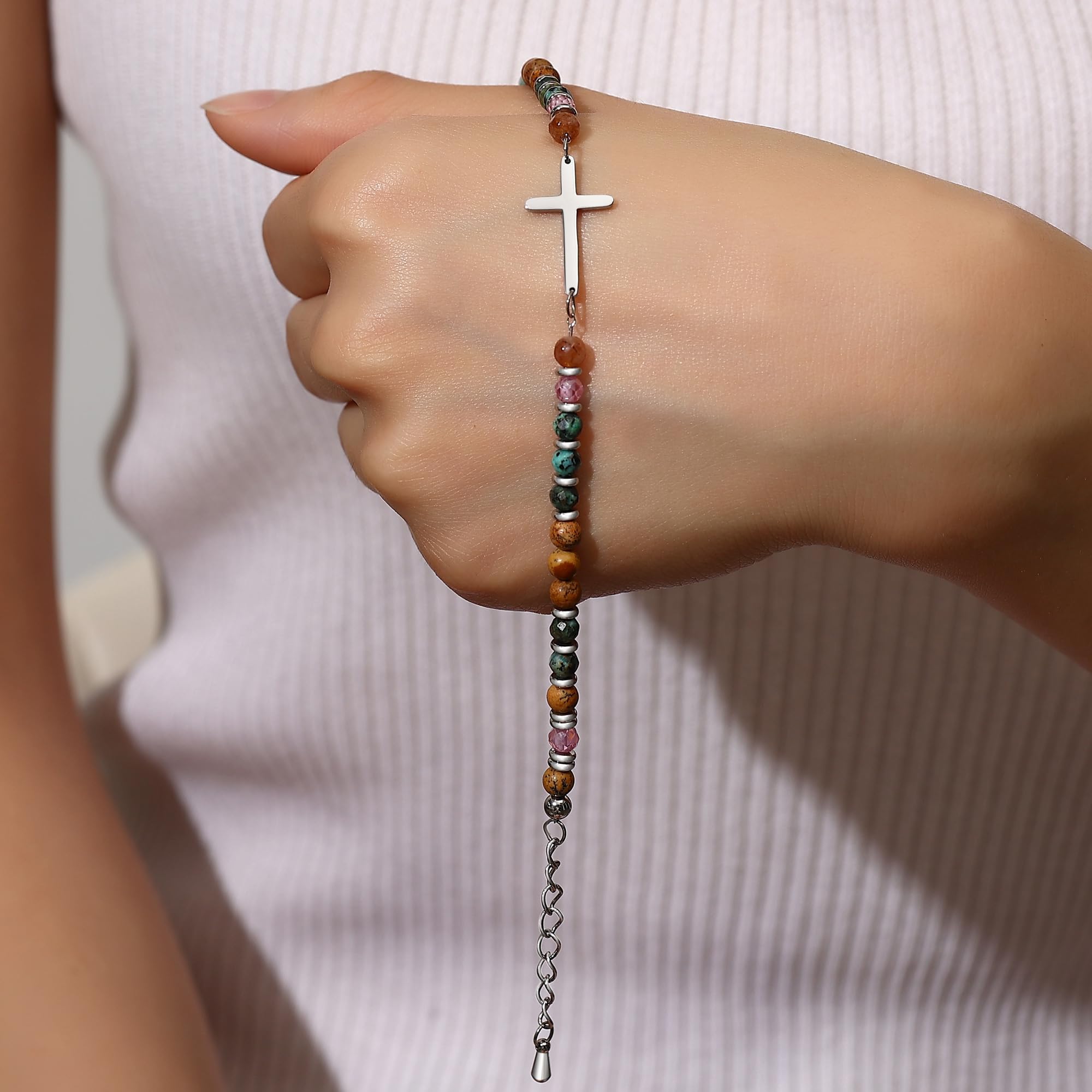 TONY & SANDY Christian Cross Bracelet for Women, Graduation Gifts for Teens Kids Girls, Confirmation Baptism Gifts, Unique Gift for Friends Daughter Mom Sister in Christ Birthday Christmas