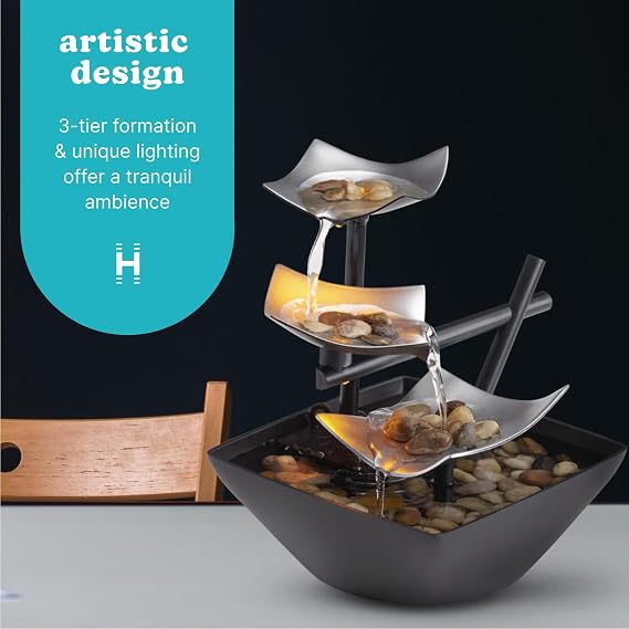 Homedics Tabletop Water Fountain, Home Decor Soothing Sound Machine