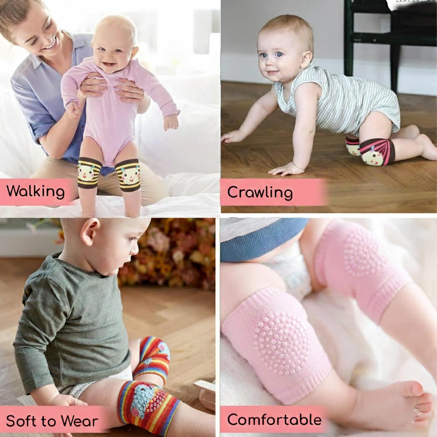 SAFE-O-KID Baby Knee Pads Set of 2 Pairs for Toddlers | Elbow & Knee Protector with Anti-Slip Silicone Dots | Soft, Stretchable & Breathable Support for Crawling & Walking (Assorted) 3
