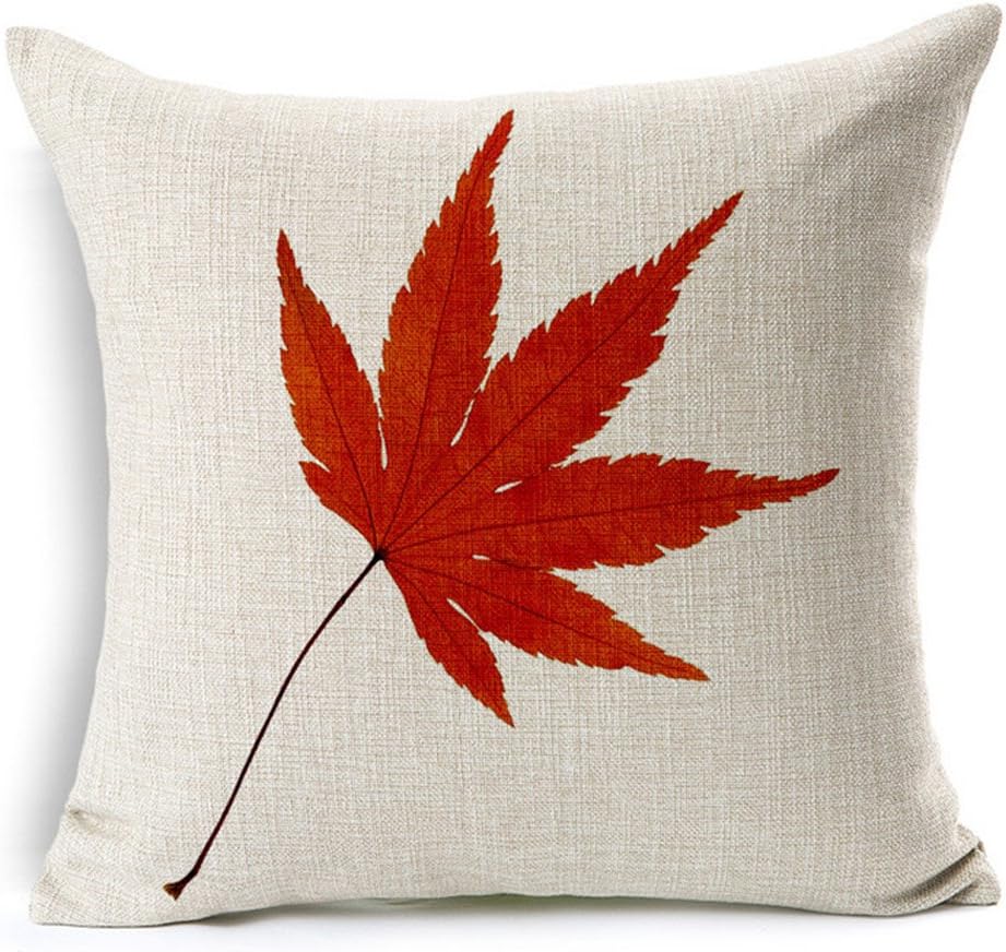 All Smiles Fall Throw Pillow Covers 22x22 Set of 4 Outdoor Maple Leaves Decorative Orange Thanksgiving Autumn Kitchen Home Decor Cushion Covers for Porch Couch Outside Harvest Decorations