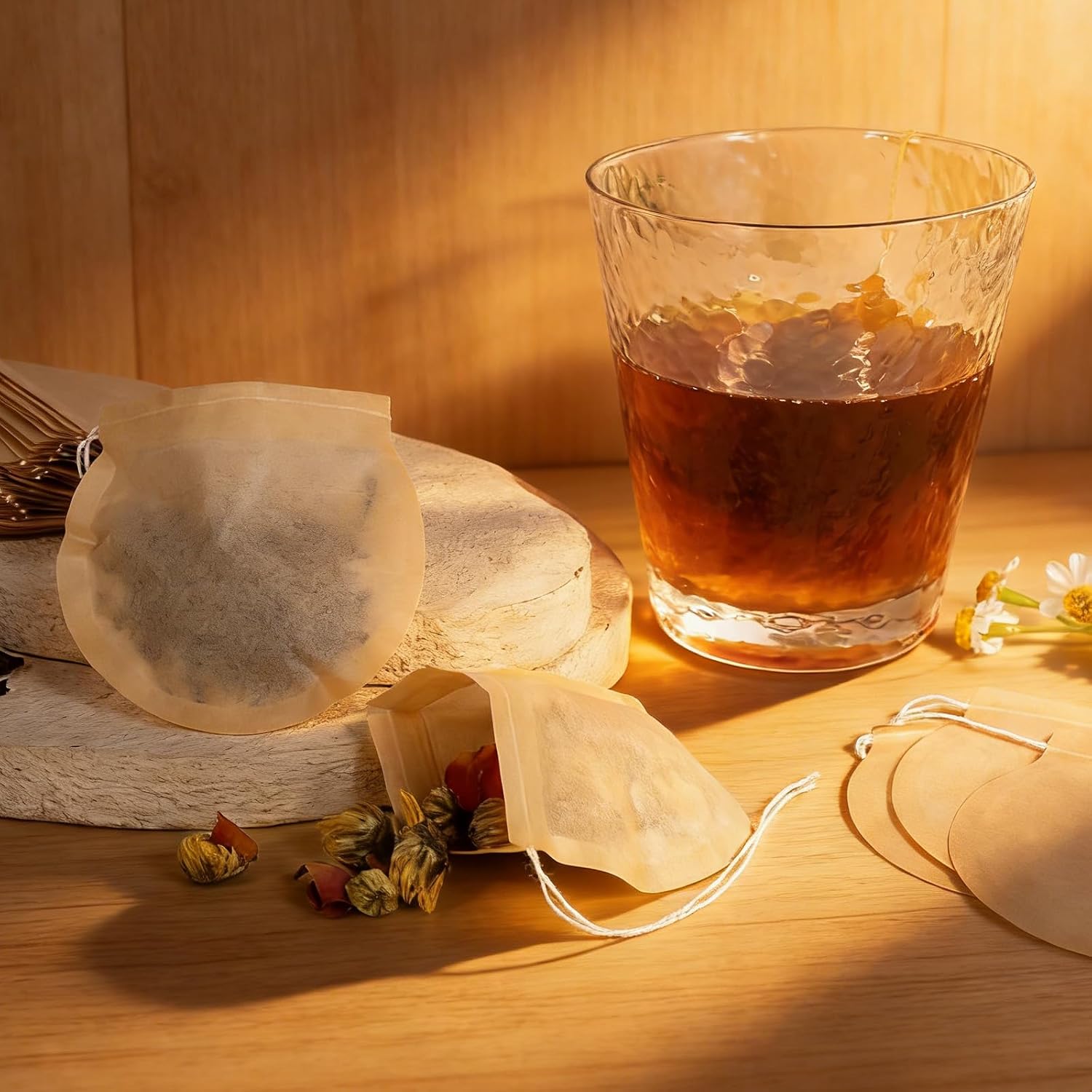 200 Pcs Tea Bags for Loose Leaf Tea, Natural Round Tea Filter Bags