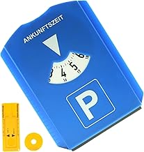Parking Disc 5-in-1 with Ice Scraper, Rubber Lip, Tyre Tread Depth Gauge and Shopping Trolley Token, Parking Meter for Car and Motorcycle, Plastic, Blue