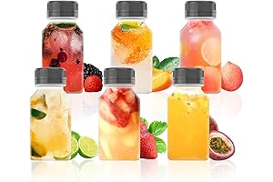 AQSXO 6-Pack 4-oz Clear Refillable Plastic Water Bottles for Mini Fridge