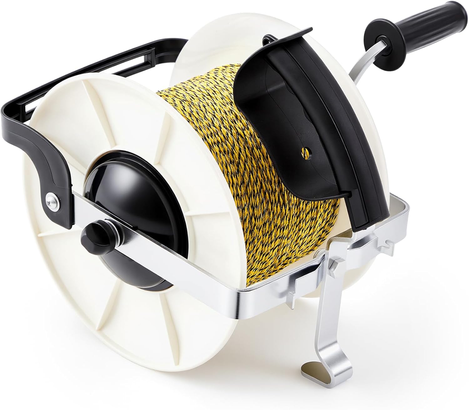 Electric Fence Reel Kit with 3281 ft Polywire, 3:1 Geared Fence Reel with 6 Stainless Steel Conductors, Pre-spooled Electric Wire for Temporary Fencing, Livestock, Rotational Grazing