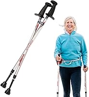 Urban Poling ACTIVATOR Walking Poles: Ergonomic CoreGrip for Rehab, Balance & Core Strength - Adjustable Lightweight Silver/Red Pair