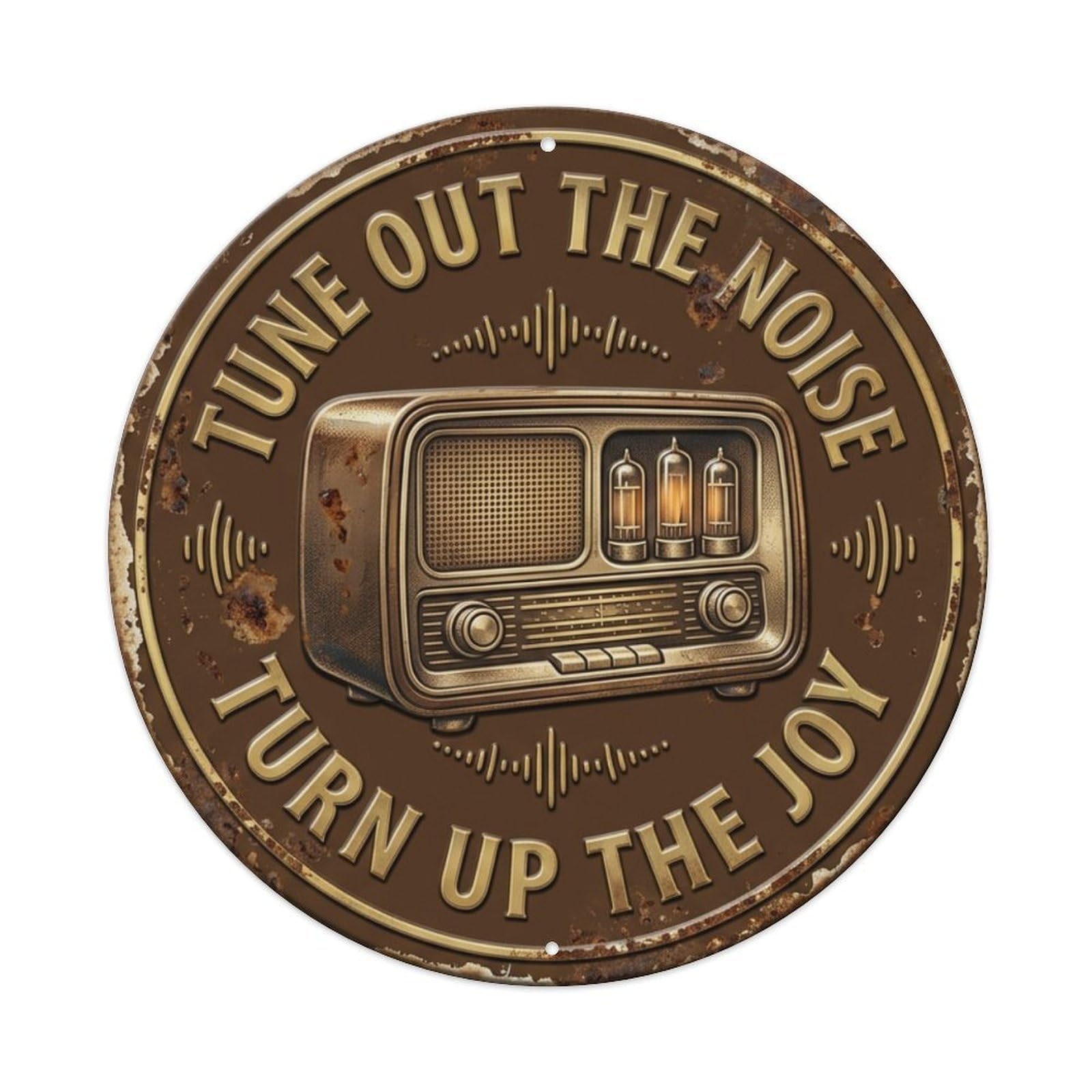 Radio Waves Music Livingroom Vintage Metal Tin Sign Plaque Wall Decor for Cafe, Club Bar, Office, Garden Metal Poster 8x8Inch