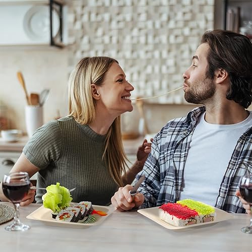 Miniatura 6 de Cuencos desechables de palma cuadrados de 43 x 394 pulgadas platos desechables de bambú platos cuadrados de madera para fiestas de cumpleaños