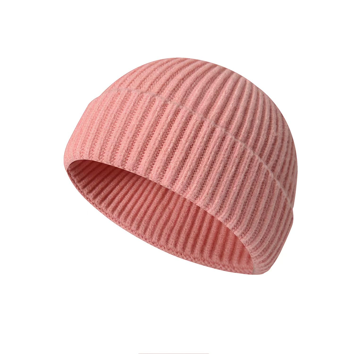 Cazytoyz Men's Pink Trawler Beanie Watch Hat Roll-Up Edge Skullcap Fisherman Beanie For Wo One Size