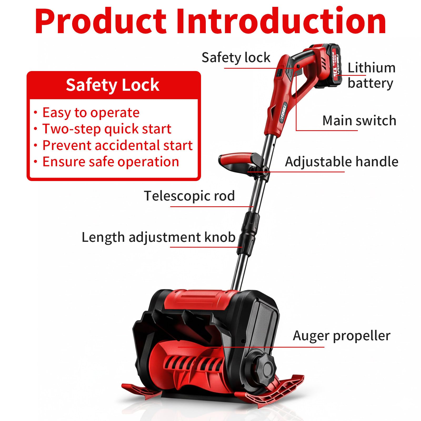 Pelle à Neige sans Fil, Souffleuse à Neige électrique 30 Cm, 21 V, Batterie 3 Ah, 136 Kg/Min, Portée De 8 M, Légère (4,1 Kg), Idéale pour Allées, Escaliers, Terrasses Et Trottoirs