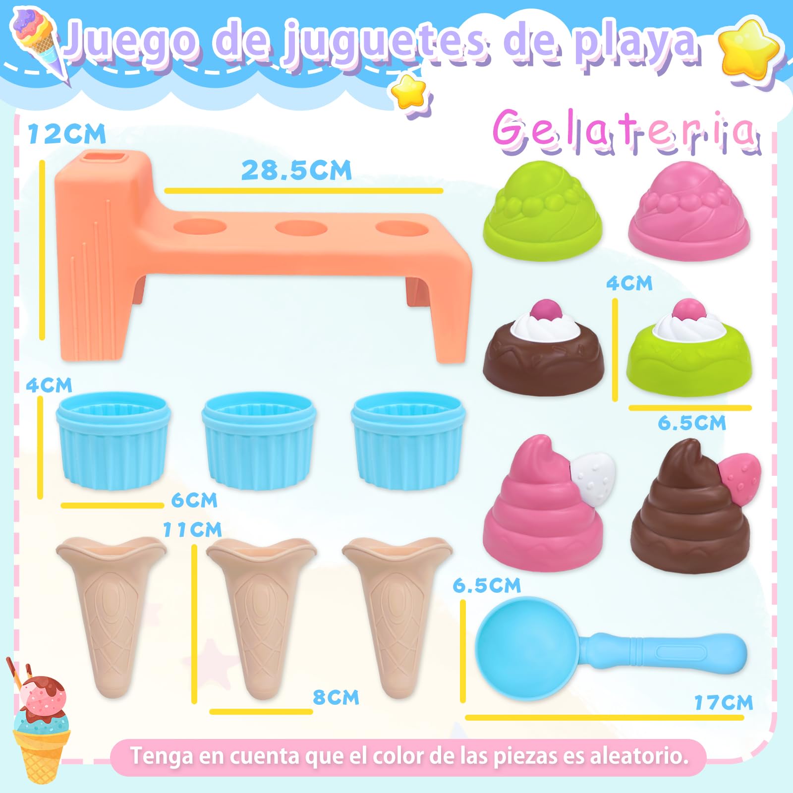 Set De Juguetes De Playa – Moldes De Arena Con Forma De Helado Y Pastel, Juego De Rol Para Niños +3 Años