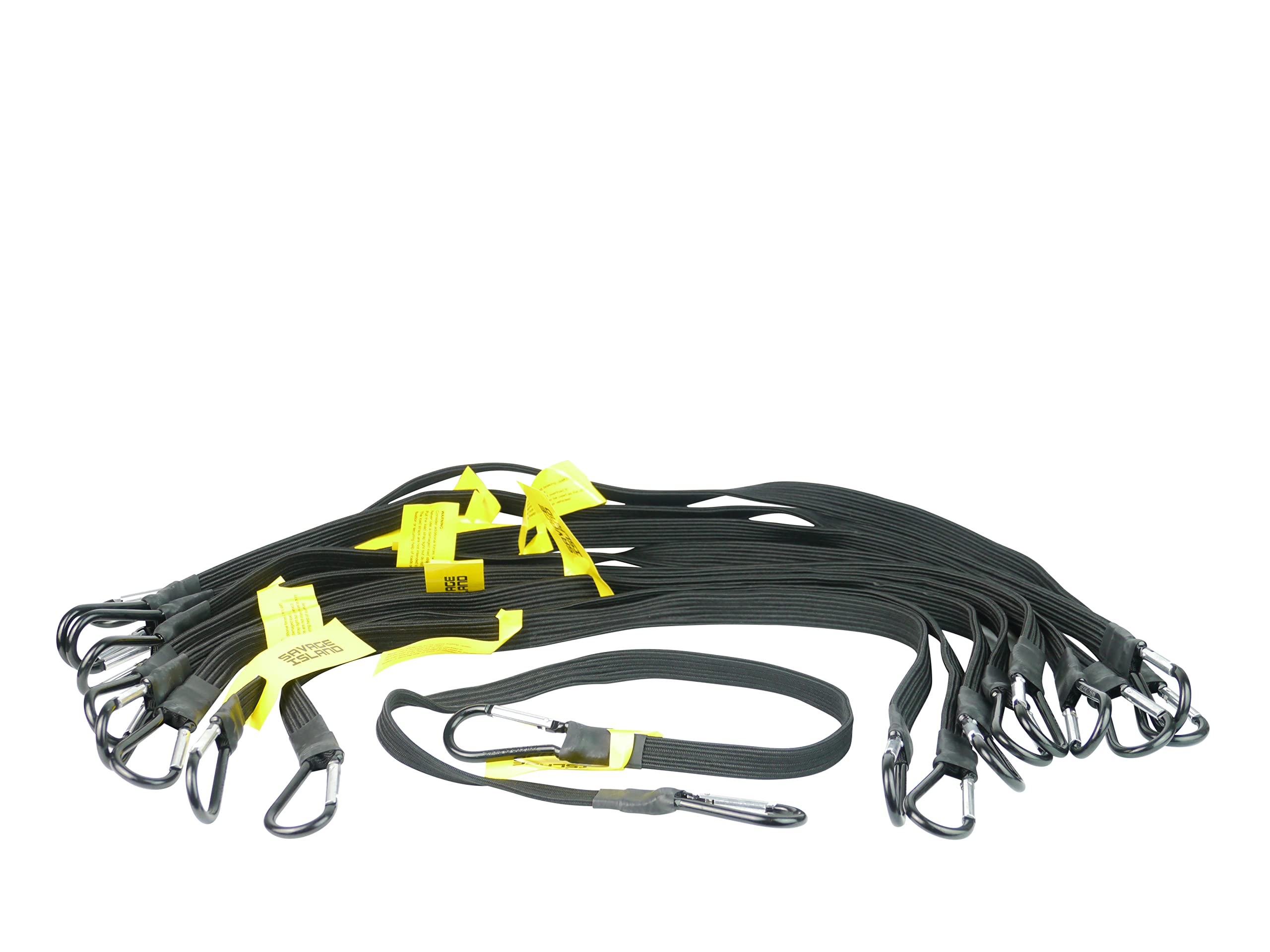 Savage Island Black 10 Pack Flat 17Mm Bungees Bungee Cord With Carabiner Hook