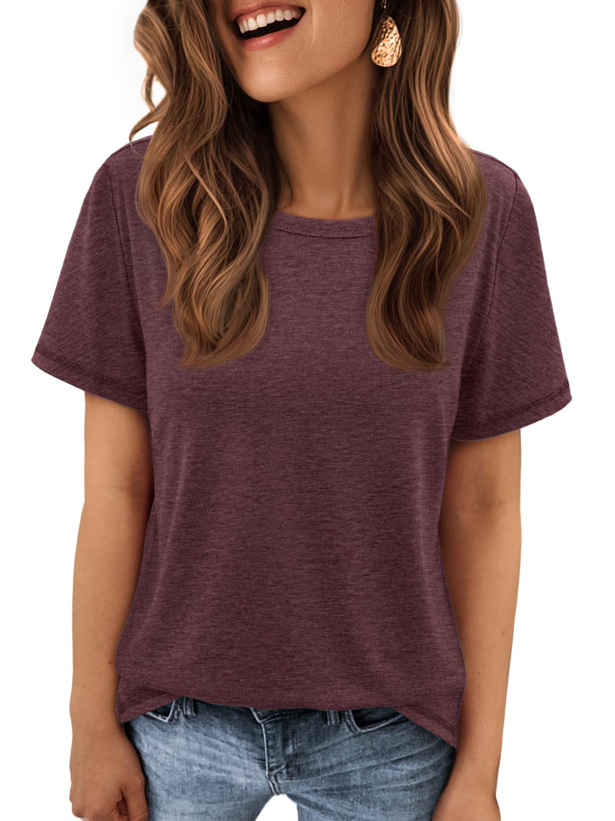 ATHMILE Camiseta de verano para mujer, de manga corta, a la moda, para profesores, primavera, playa, vacaciones, moda