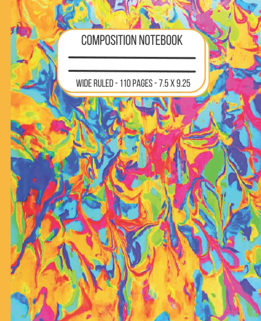 Composition Notebook: Neon Marble Notebook - 7.5 x 9.25 - 110 pages
