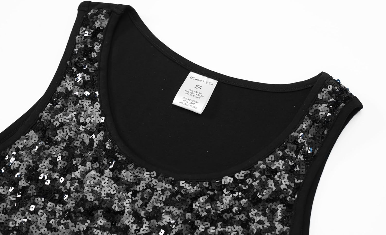 OThread & Co. Women's Glitter Sequin Tank Top Sleeveless Scoop Neck Night Out Party Top - Image 5