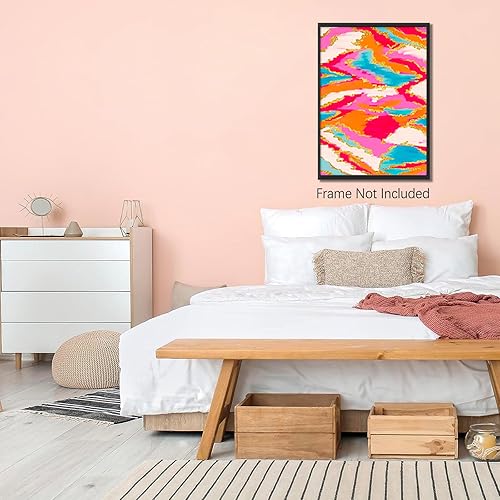 Miniatura 2 de BNGFDV Pintura abstracta rosa y azul, decoración de habitación preparada, lienzo vibrante, arte de pared, decoración de dormitorio universitario,