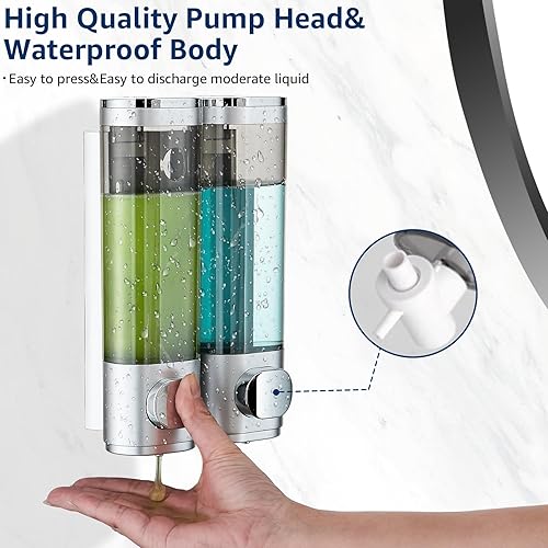 Miniatura 9 de Dispensador de ducha para baño, dispensador de champú para ducha, dispensador de champú y acondicionador montado en la pared, dispensador de champú