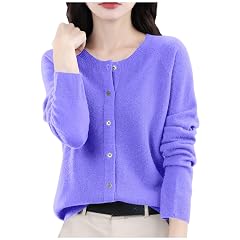 Womens Cashmere Cardigan Sweater Cashmere Button Front Long Sleeve Cardigan Soft Warm Knit Elastic Jumpers