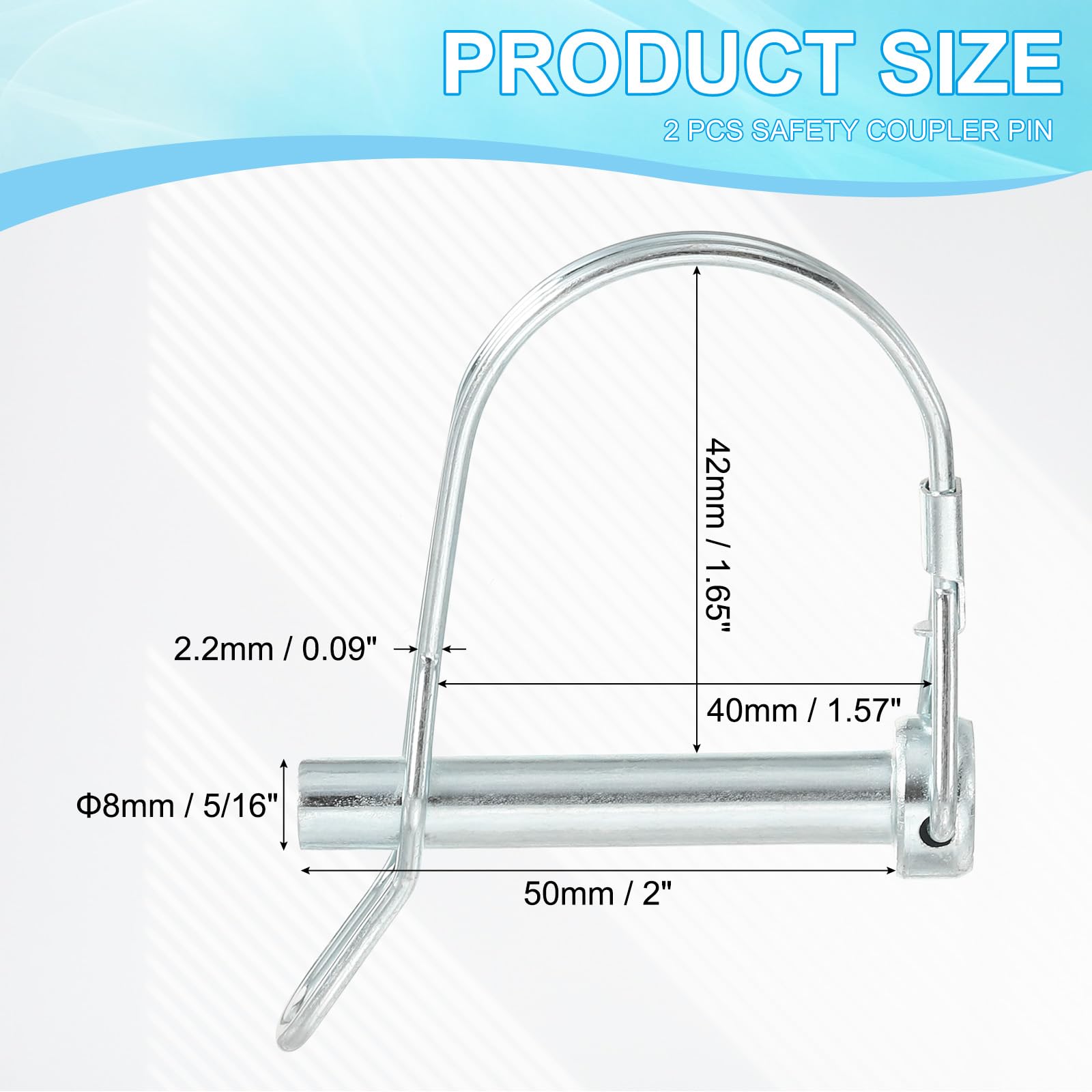 PATIKIL Shaft Locking Pin W Ear 1/4x2-3/16x1.65"(D*L*IW) - Image 2