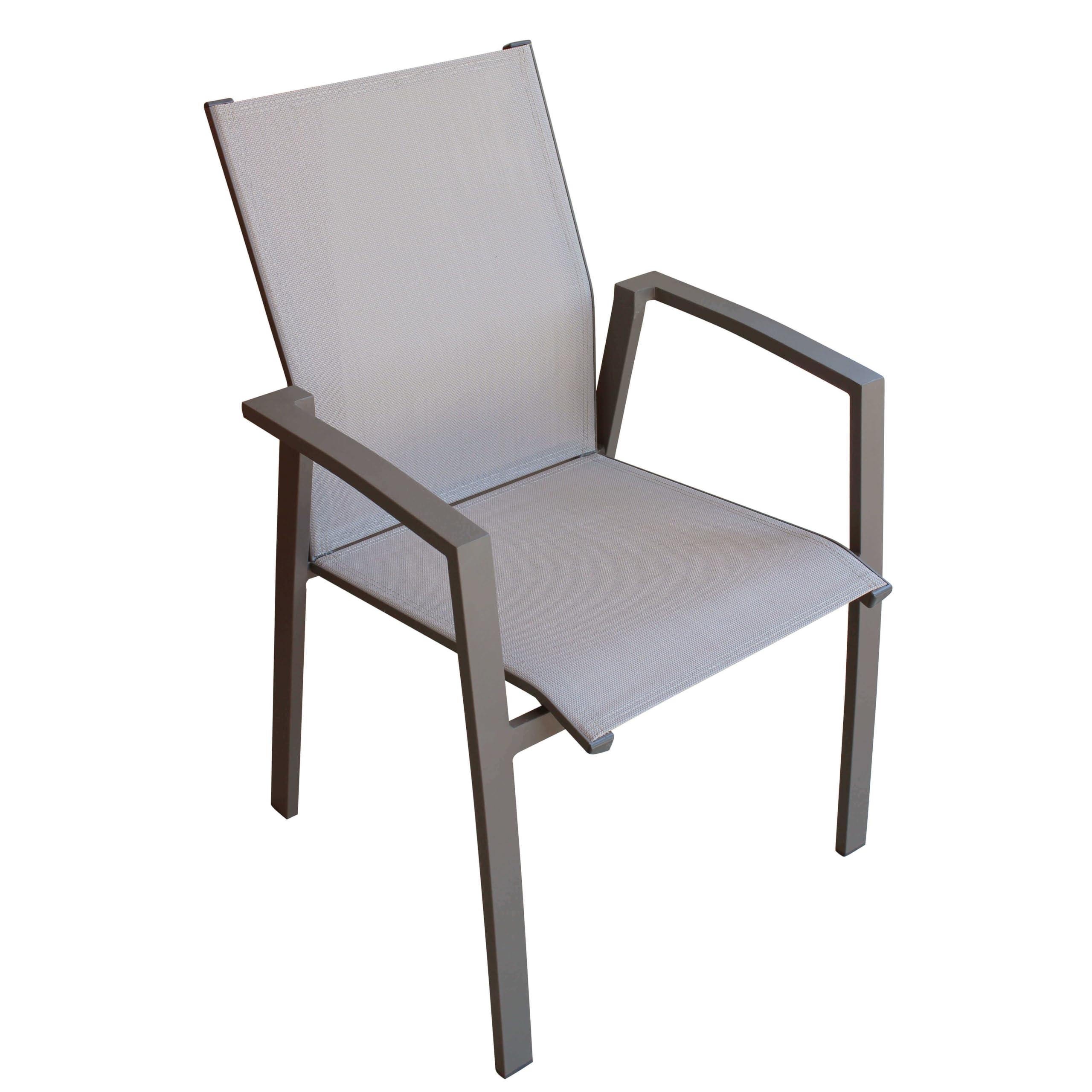 milani home - poltrona da giardino, alluminio e textilene, impilabile, taupe, linea Lotus