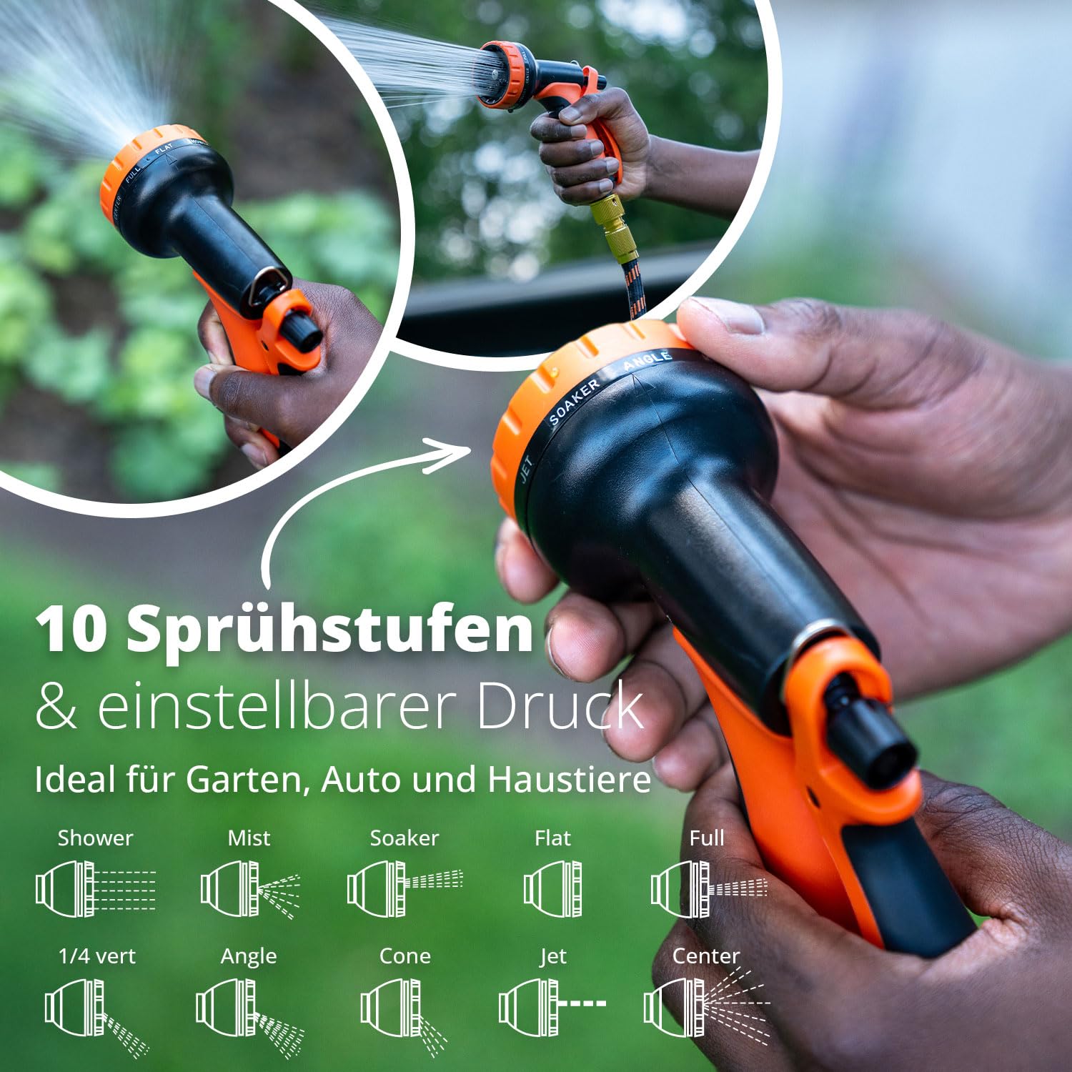 FlinQ Flexibler Gartenschlauch bis zu 30 Meter - Schwarz/Orange