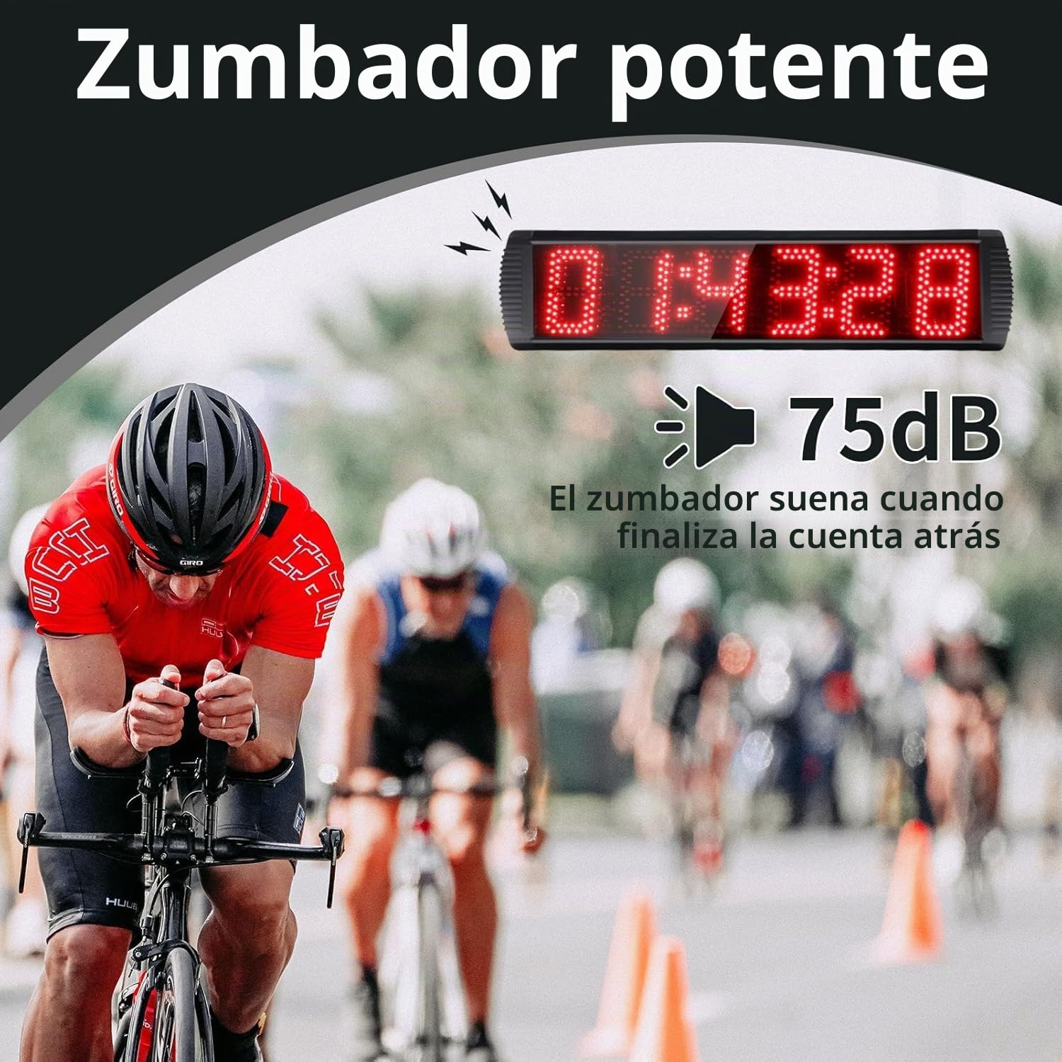 Temporizador de carreras LED de 6 dígitos de 5 pulgadas, temporizador de gimnasio para eventos de carrera para cuenta regresiva/cuenta progresiva, tiempo real de 12/24 horas, cronómetro con