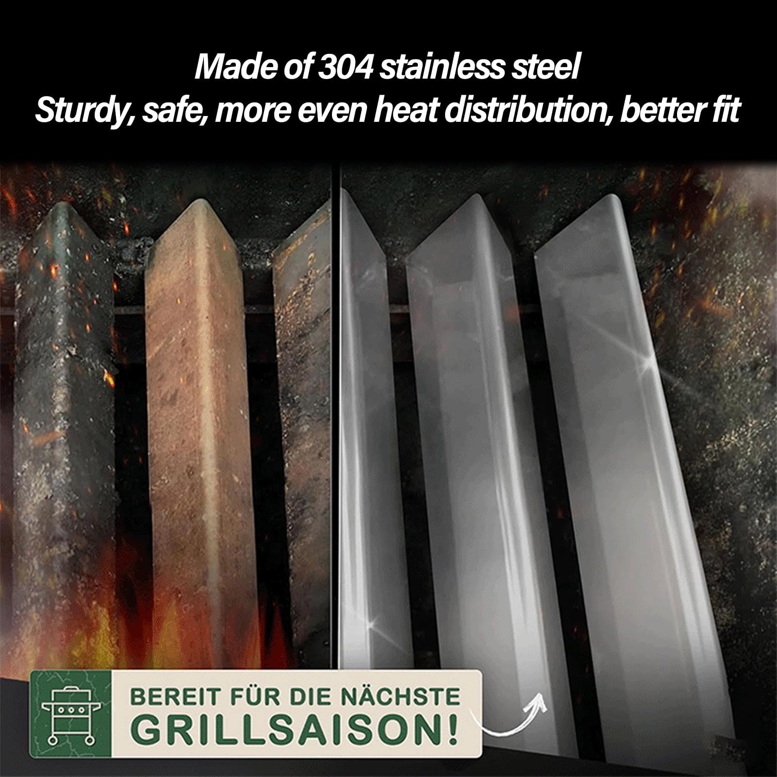 Generic E310 S310 Zestaw Płyt Grzewczych do Grilla Trwałe Listwy Smakowe ze Stali Nierdzewnej Części Zamienne do Bezpiecznego Grillowania 5 Sztuk dla Właścicieli Grillów Gazowych