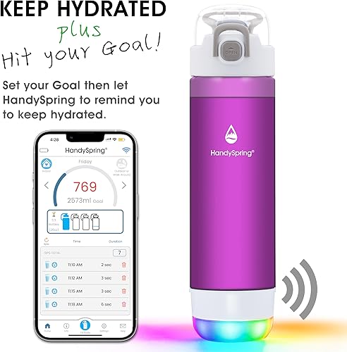 Miniatura 2 de Botella de agua inteligente con recordatorio para beber agua, luces y sonido, rastreador de ingesta de agua, recargable, plástico Tritan con