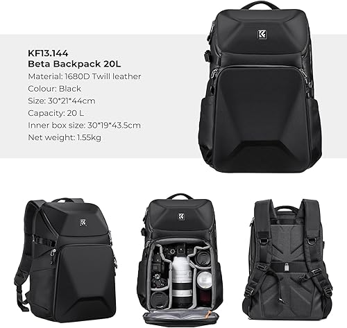 Miniatura 7 de K&F Concept Mochila para cámara profesional, Negro -, Moda