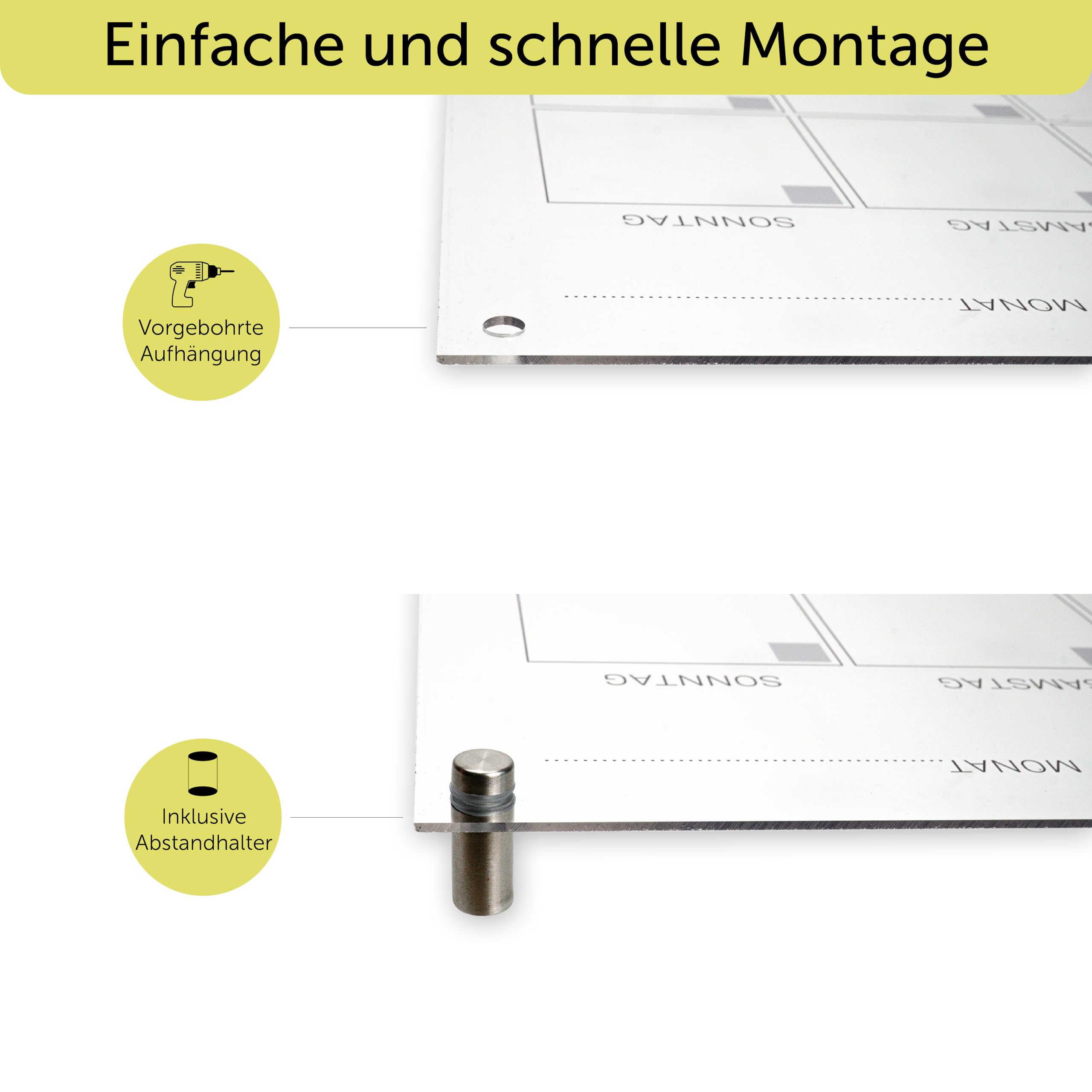 Wochenplaner Acryl 60x50 cm beschreibbar abwischbar Wandplaner Familienplaner transparent