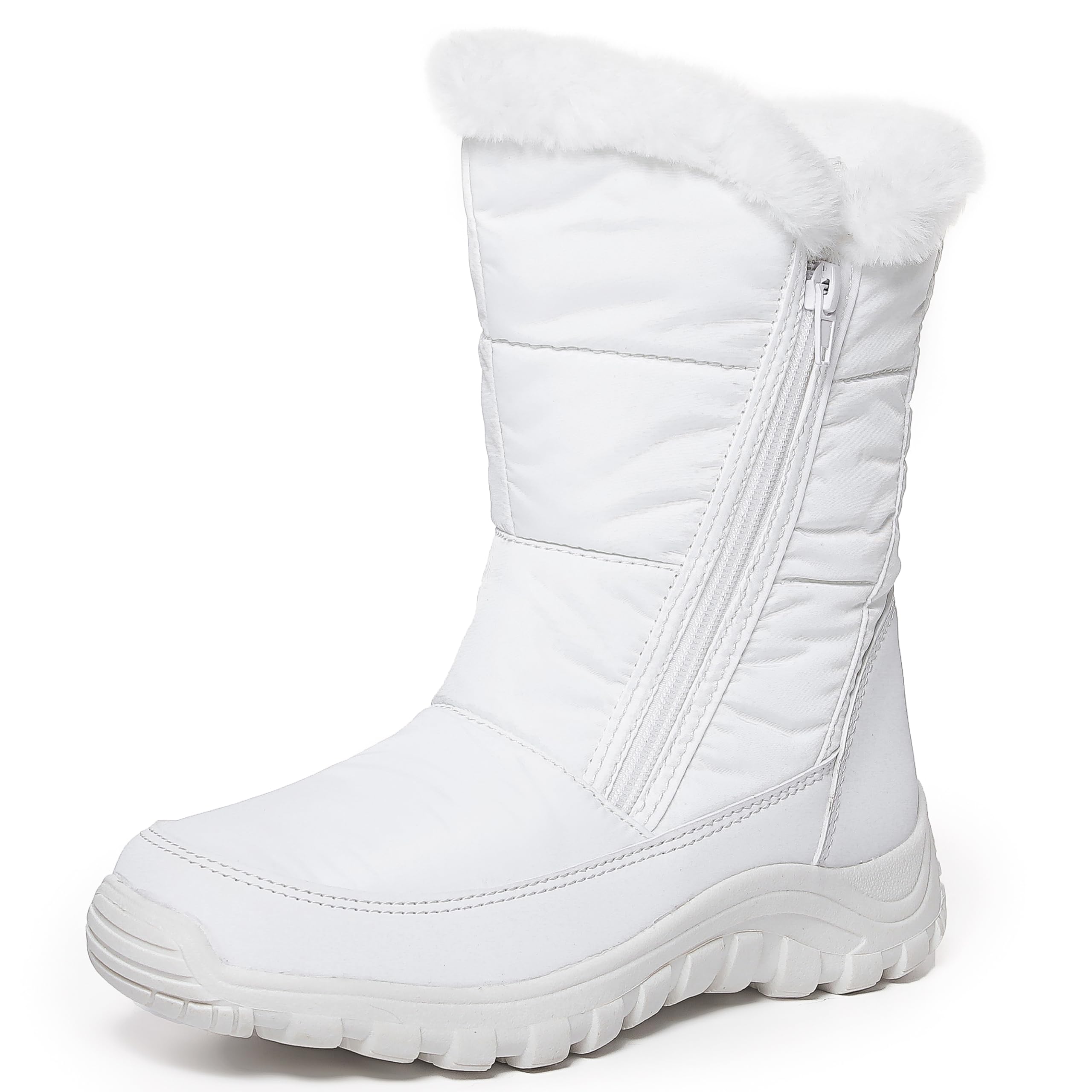POLAR Womens Memory Foam Twin Zip Opening Pull On Nylon Waterproof Thick Faux Fur Lined Winter Rain Snow