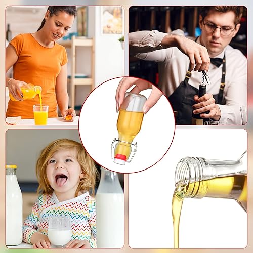 Miniatura 6 de EBOOT Botellas de vidrio con tapa abatible con tapas, botellas de cerveza, botellas de vidrio transparente con parte superior oscilante, botellas de