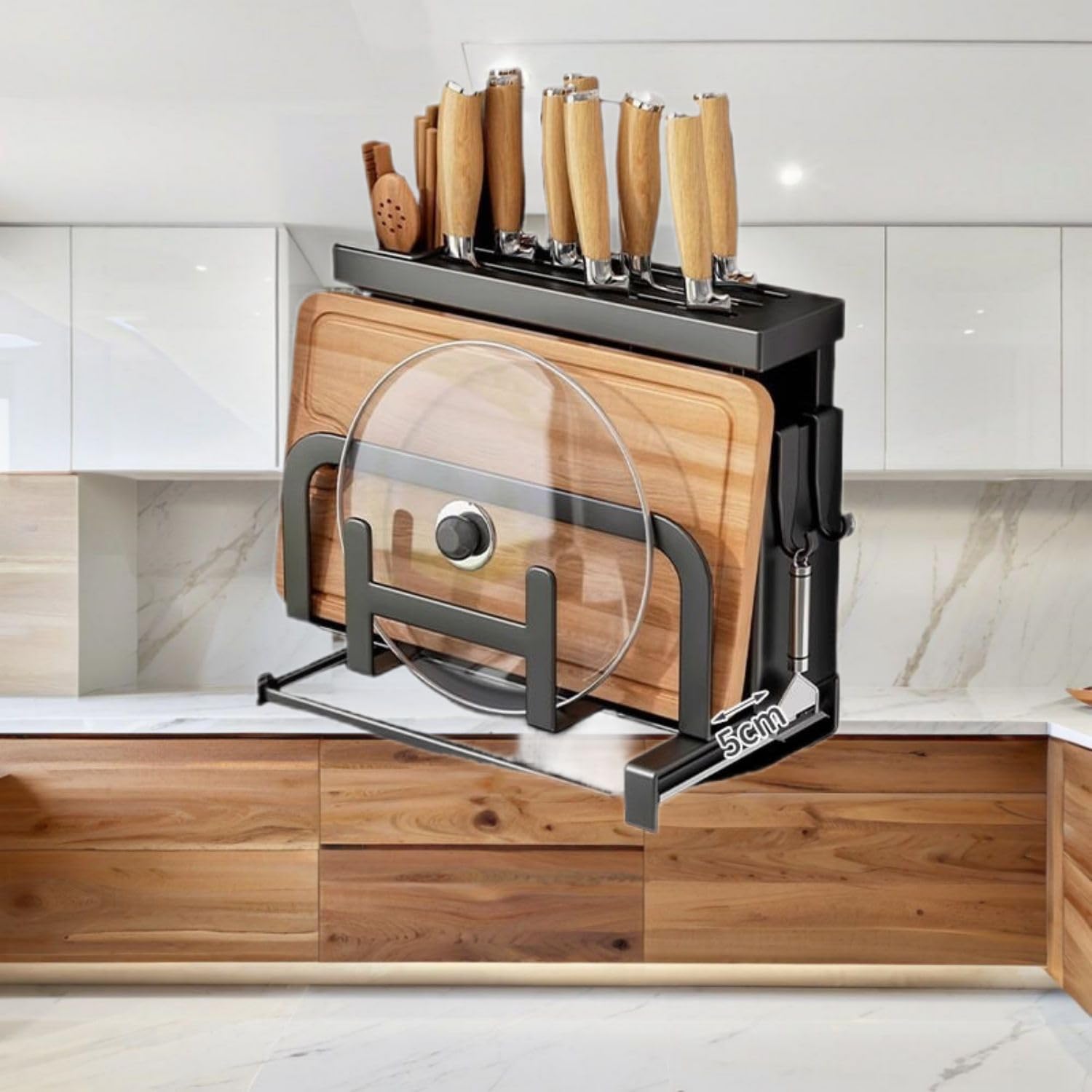 厨房 Kitchen Gadgets, Cook Accessories 刀架置物架 Sink Organizers and Storage 多功能菜刀架子放砧板锅盖菜板筷子刀具收纳架一体 KCookware Accessories - 228