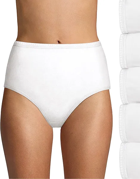 Hanes Ultimate womens 6-pack Breathable Cotton Panty Briefs, White, White, White, White, White, White, 6 US