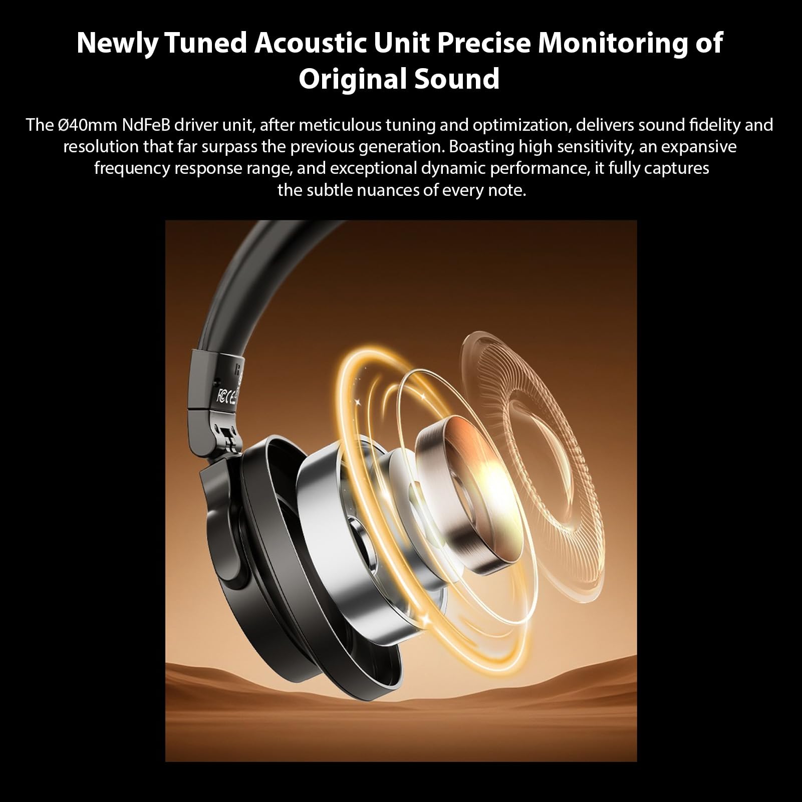 Cuffie da Studio, Driver da 40 Mm con Diaframma Composito per Bassi Chiari, Medi e Alti, Design Chiuso con Comodi Cuscinetti Auricolari, per il Monitoraggio in Studio di Registrazione