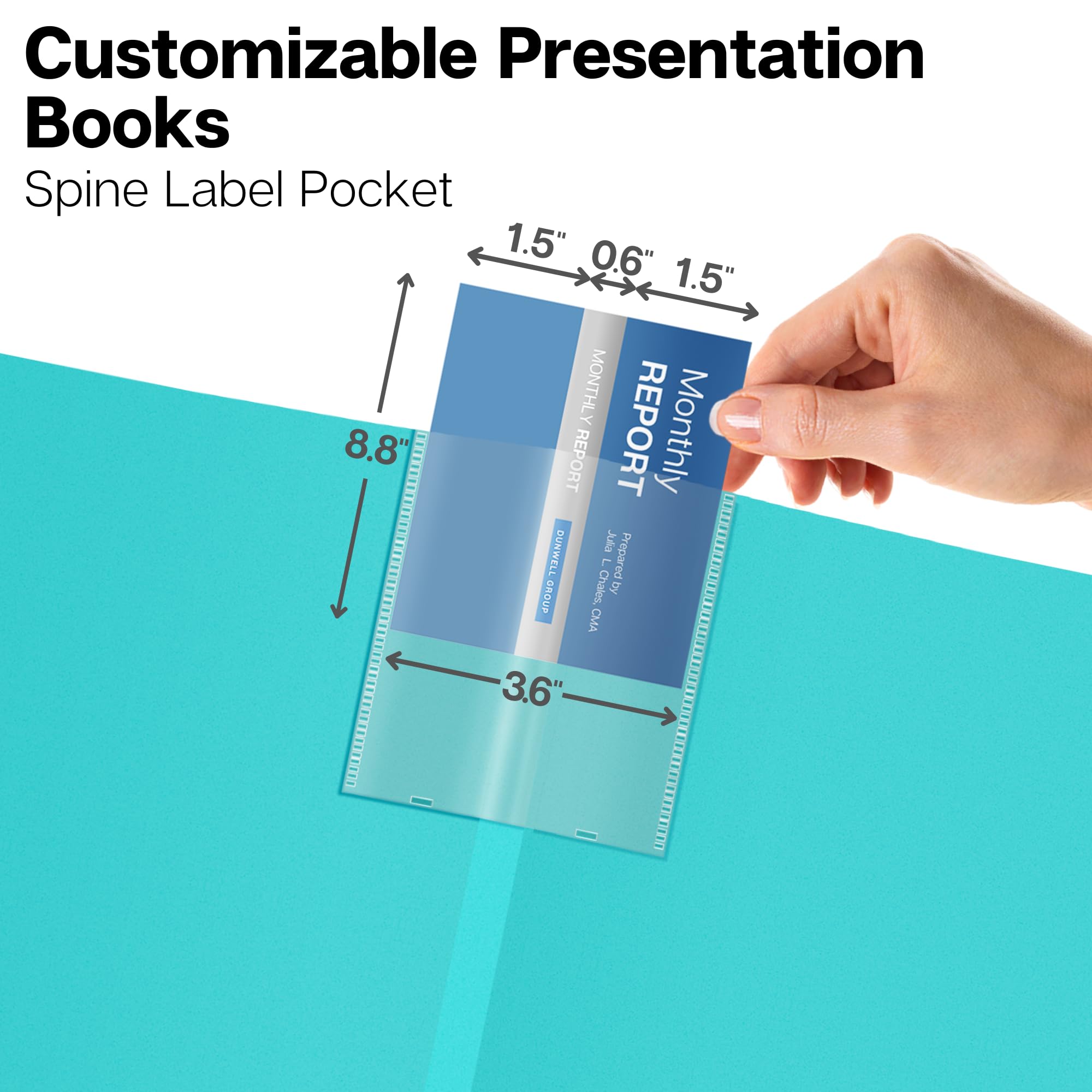 Dunwell Kunst-Portfolio-Mappe (Aqua), Präsentationsmappe mit 24 Taschen, großes 28,9 x 35,6 cm großes Portfolio-Ordner, säurefreier Poly-Einband und Hüllen