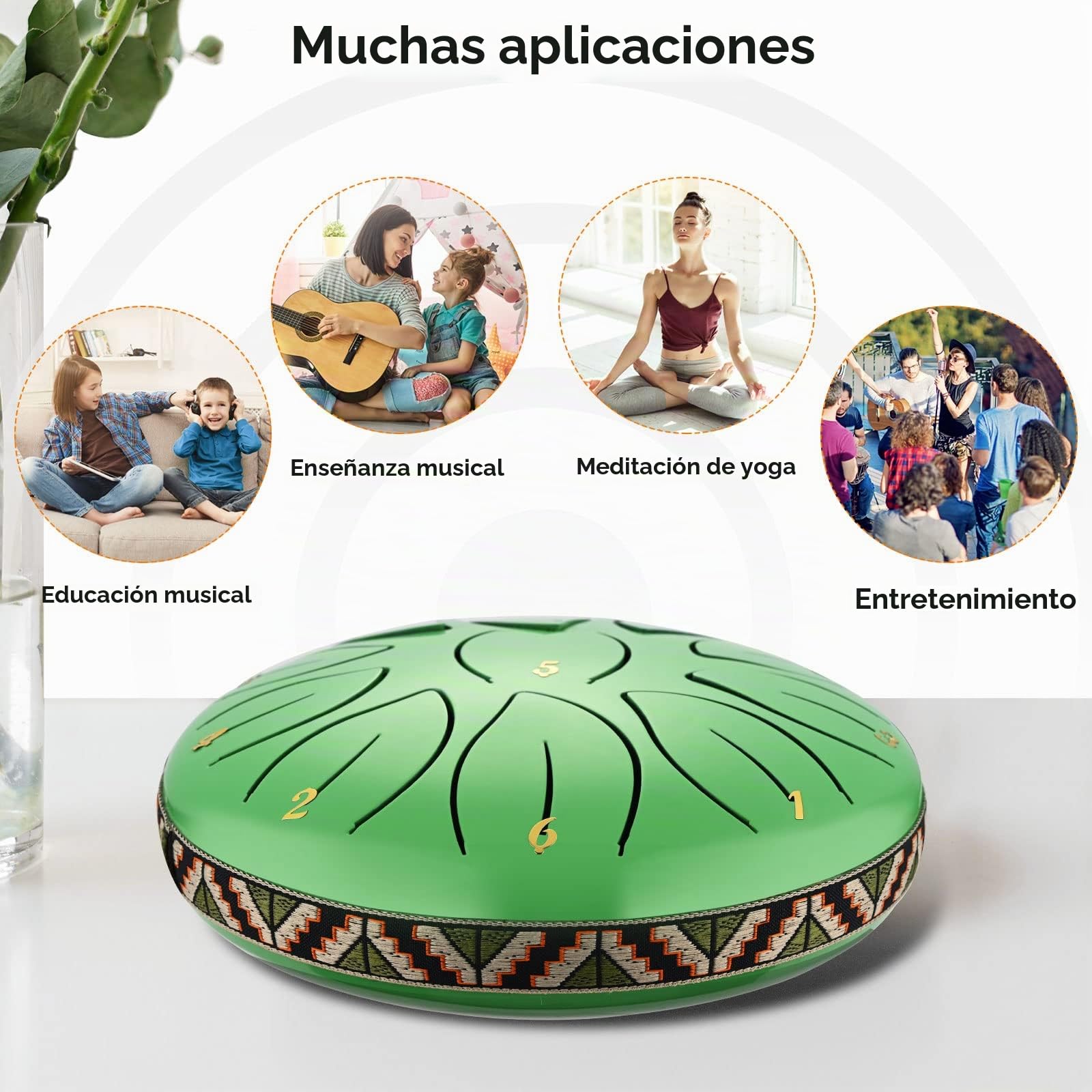 Tambor de Lengüeta de Acero de 6 Pulgadas y 11 Tonos Tambores de Hendidura Instrumento de Percusión Handpan Tongue Drum con Bolsa de Viaje, par de mazos,púas de Dedo