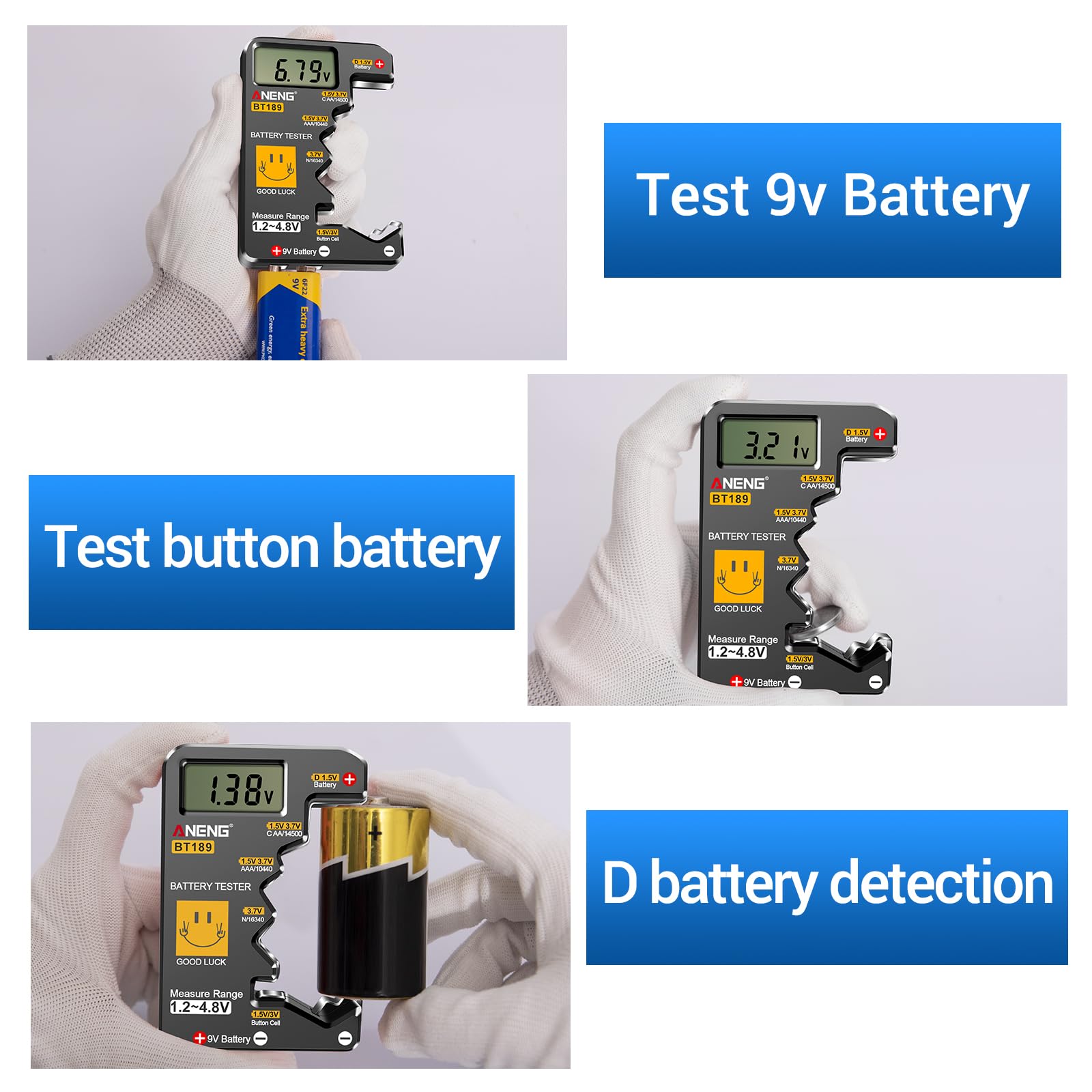 ANENG 681 Digitalmultimeter TRMS 6000 Counts, wiederaufladbar, Autorange, NCV, AC/DC, Widerstand, Kapazität und BT189 Batterietester für AA AAA C D 9V und Knopfzellen 2-in-1 Prüfset