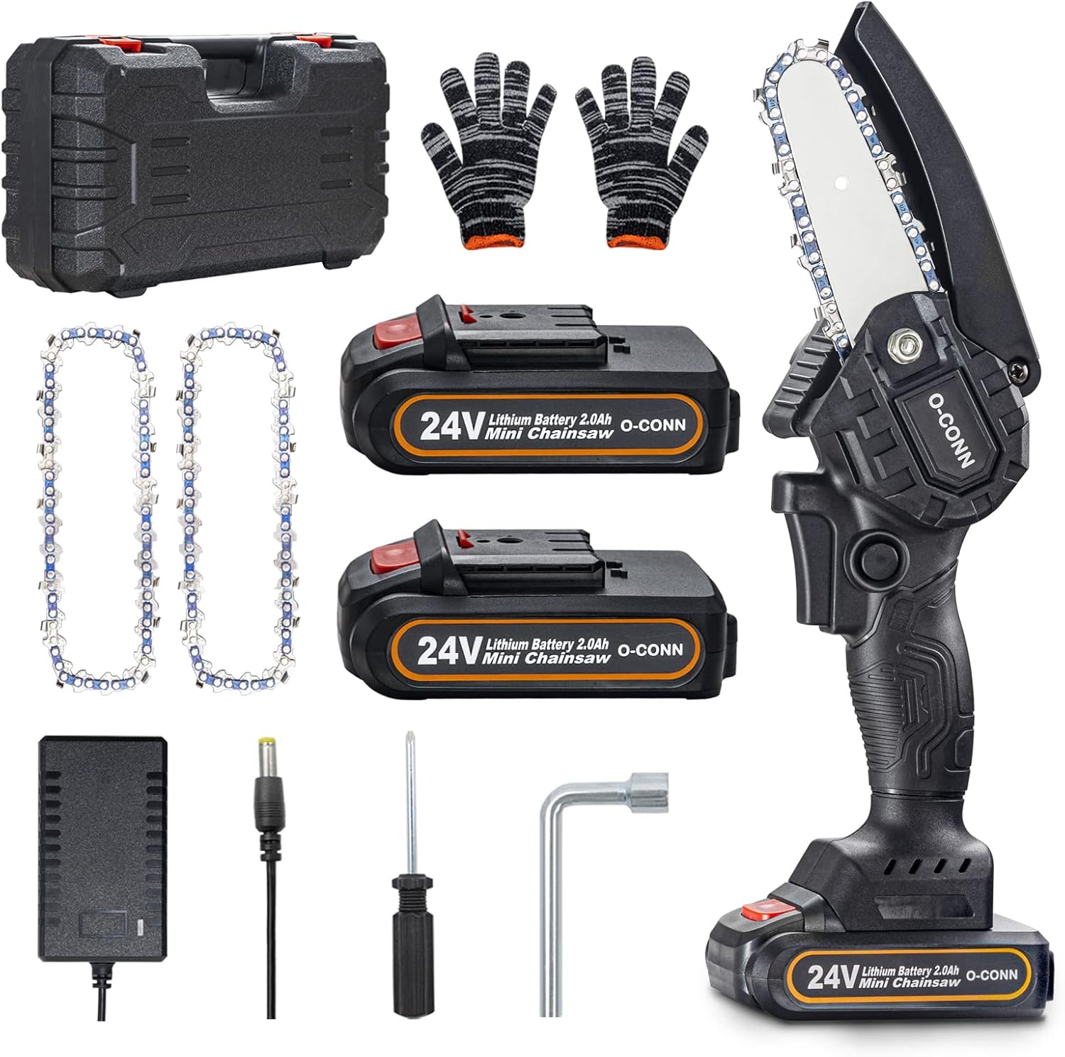 Mini Chainsaw, OCONN 4 Inch Cordless Handheld Electric