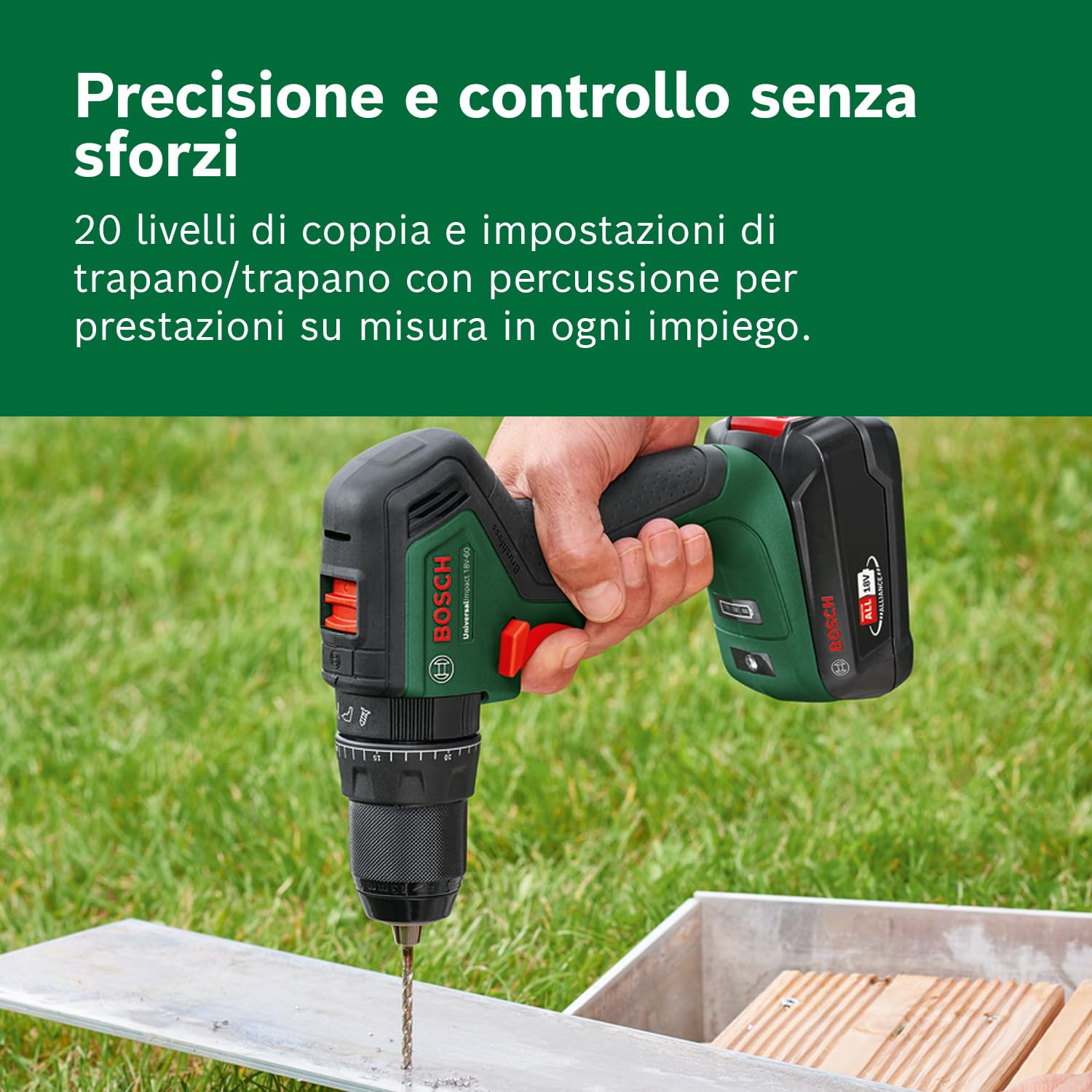 Bosch Home and Garden 06039D7101 Bosch Trapano con Percussione a Batteria UniversalImpact 18 V-60 (In Valigetta), 1 Batteria da 2,0 Ah, Sistema 18 V