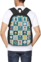 Vista 6 de Cute Cartoon Flowers Notebook Backpack Fits 15 Inch Laptop Work Backpack Backpacks For Computer