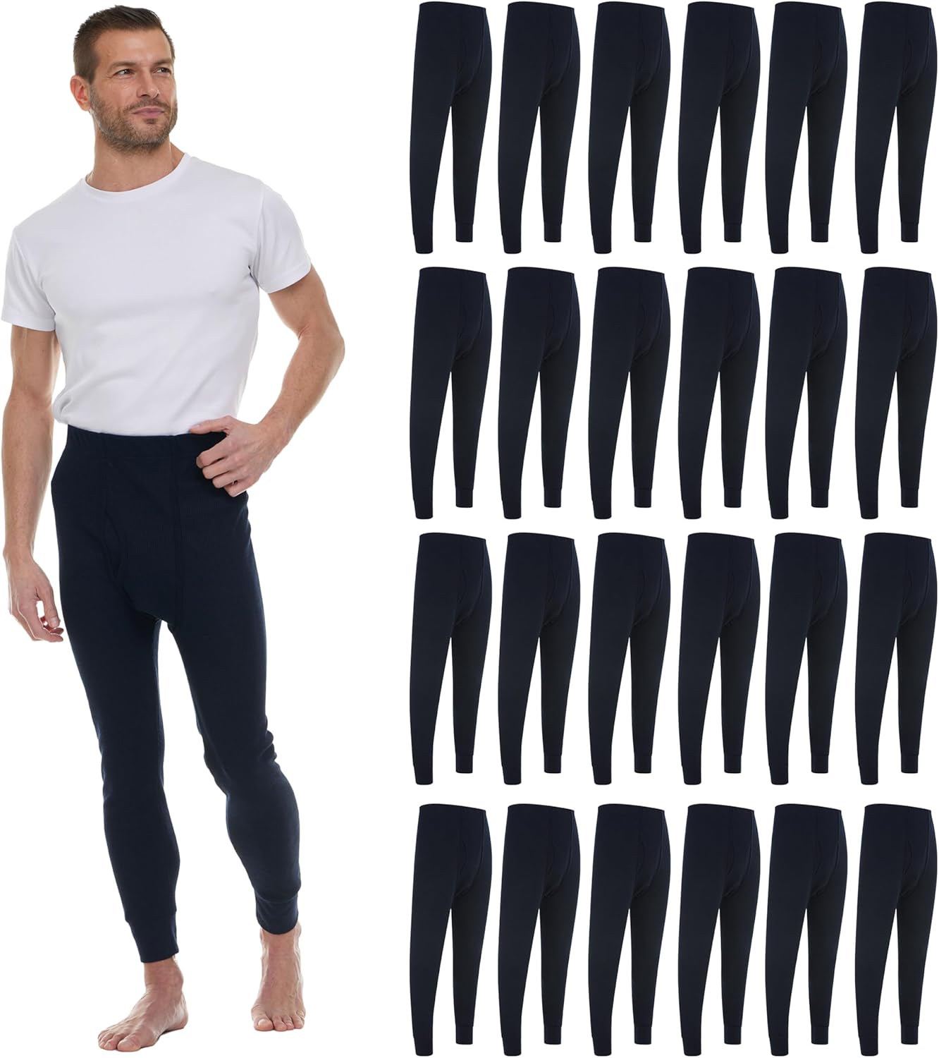 Thermal Pants for Men, Long Johns Mens Underwear Bulk Wholesale, Cotton, Solid Colors, Shelter Donations