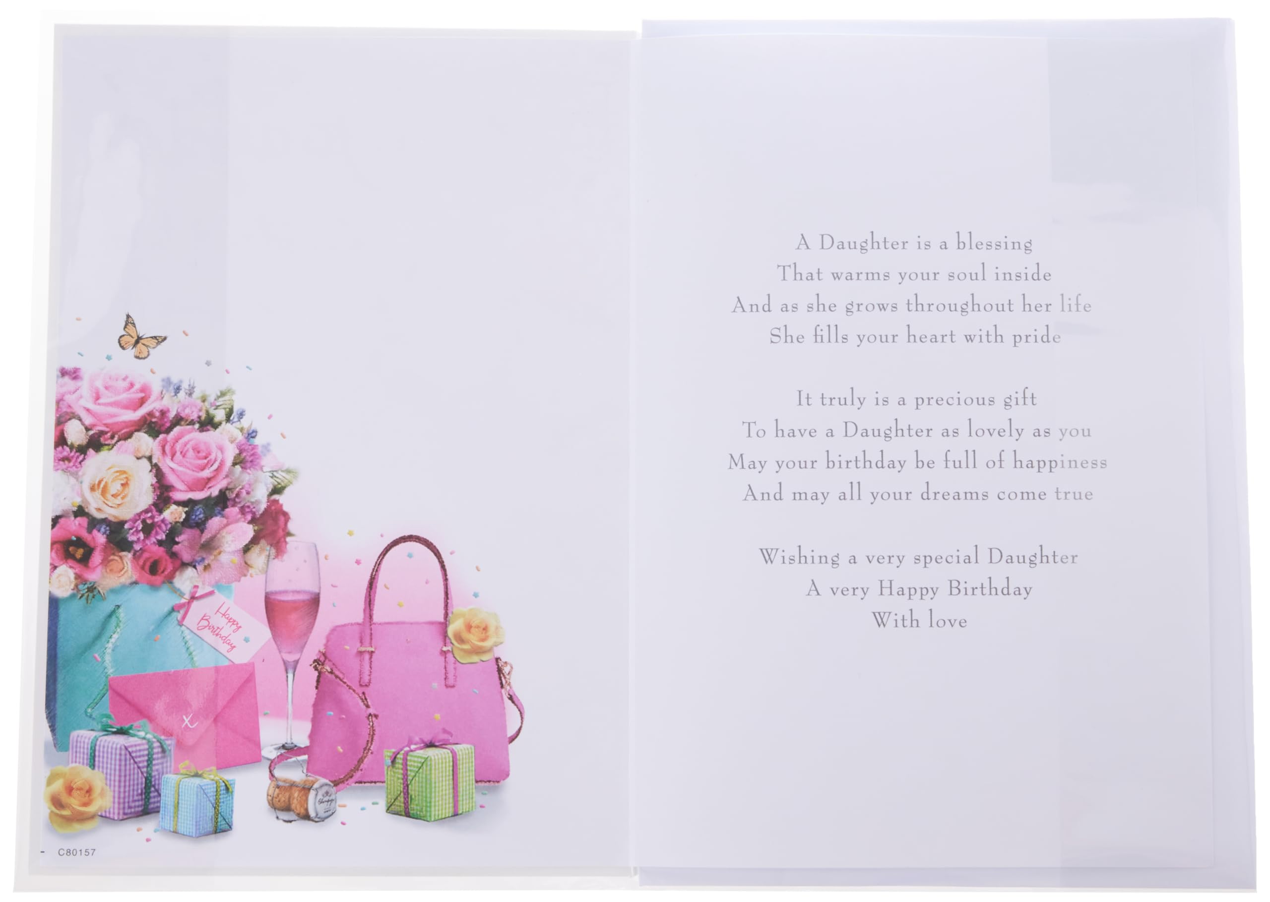 Piccadilly Greetings Group Ltd Regal Publishing traditionele verjaardagskaart dochter - 22,9 x 15,2 cm, groenblauw