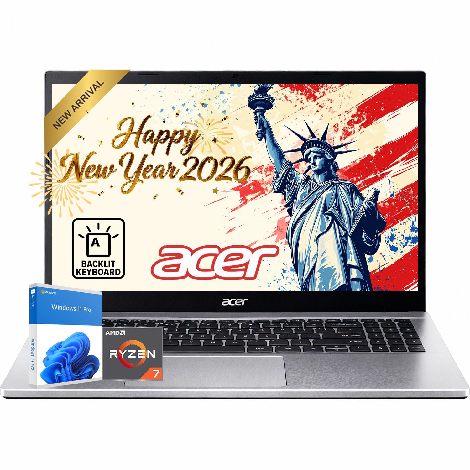 Aspire 3 Laptop Computer for Business & Student | Backlit Keyboard | 15.6" FHD Display | AMD Ryzen 7 7730U CPU | 16GB RAM | 512GB PCIe SSD | Fast Wi-Fi 6 | Long Battery Life | Windows 11 Pro