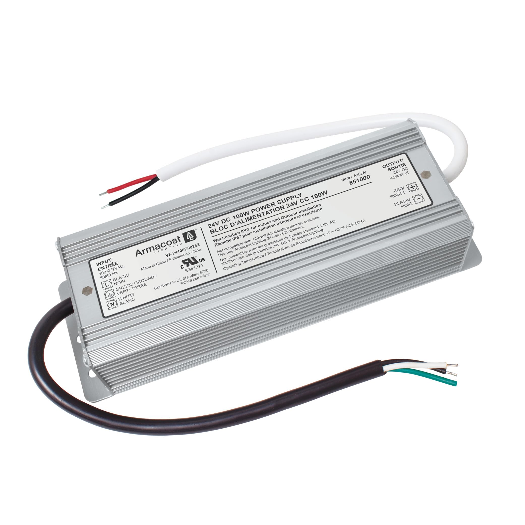 Armacost Lighting 851000 100 Watt LED Power Supply, Silver