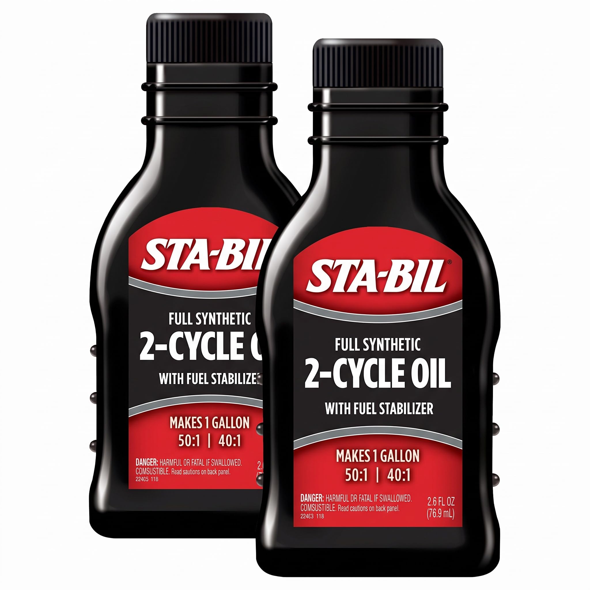 STA-BIL Full Synthetic 2-Cycle Oil, 2.6 fl. oz. | 12 Months Protection | 50:1/40:1 Mix Ratios | Low Smoke Formula | 2-Pack