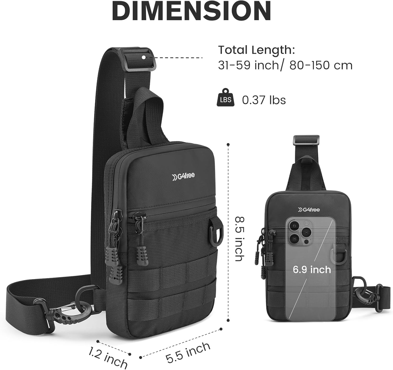 G4Free Small Crossbody Sling Bag, Mini Tactical Chest Bag Waterproof EDC Shoulder Bag for Men Women - Image 6