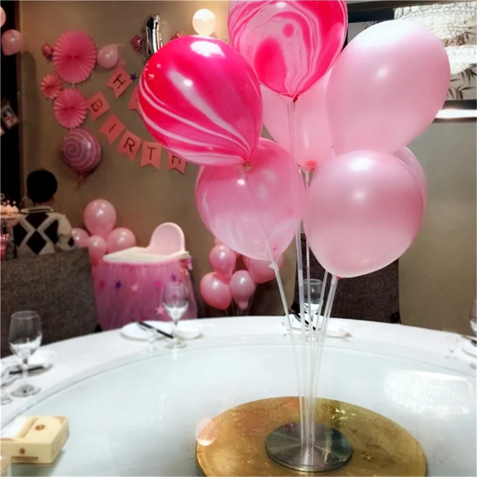 Stojak na balony 8 zestawów patyczków do balonów z podstawami DIY uchwyt na balon kolumna jasne dekoracje imprezę urodzinową