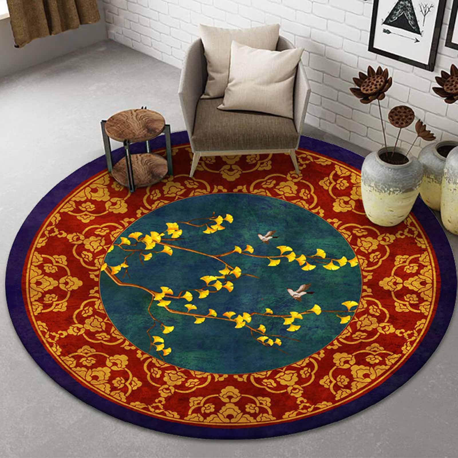 Alfombras circulares de diseño floral exclusivo con acabados de calidad para sala de estar