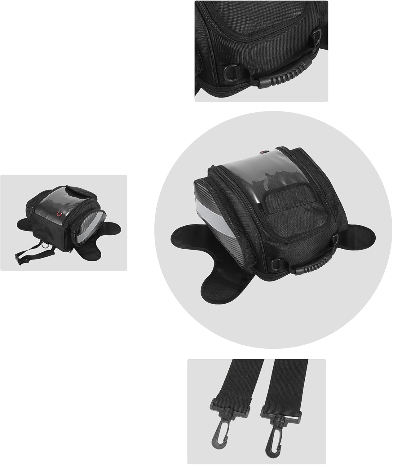Motoforti Universal Motorcycle Magnetic Tank Tool Bag Fuel Saddlebag with Waterproof Rain Cover with Strap Black : Automotive