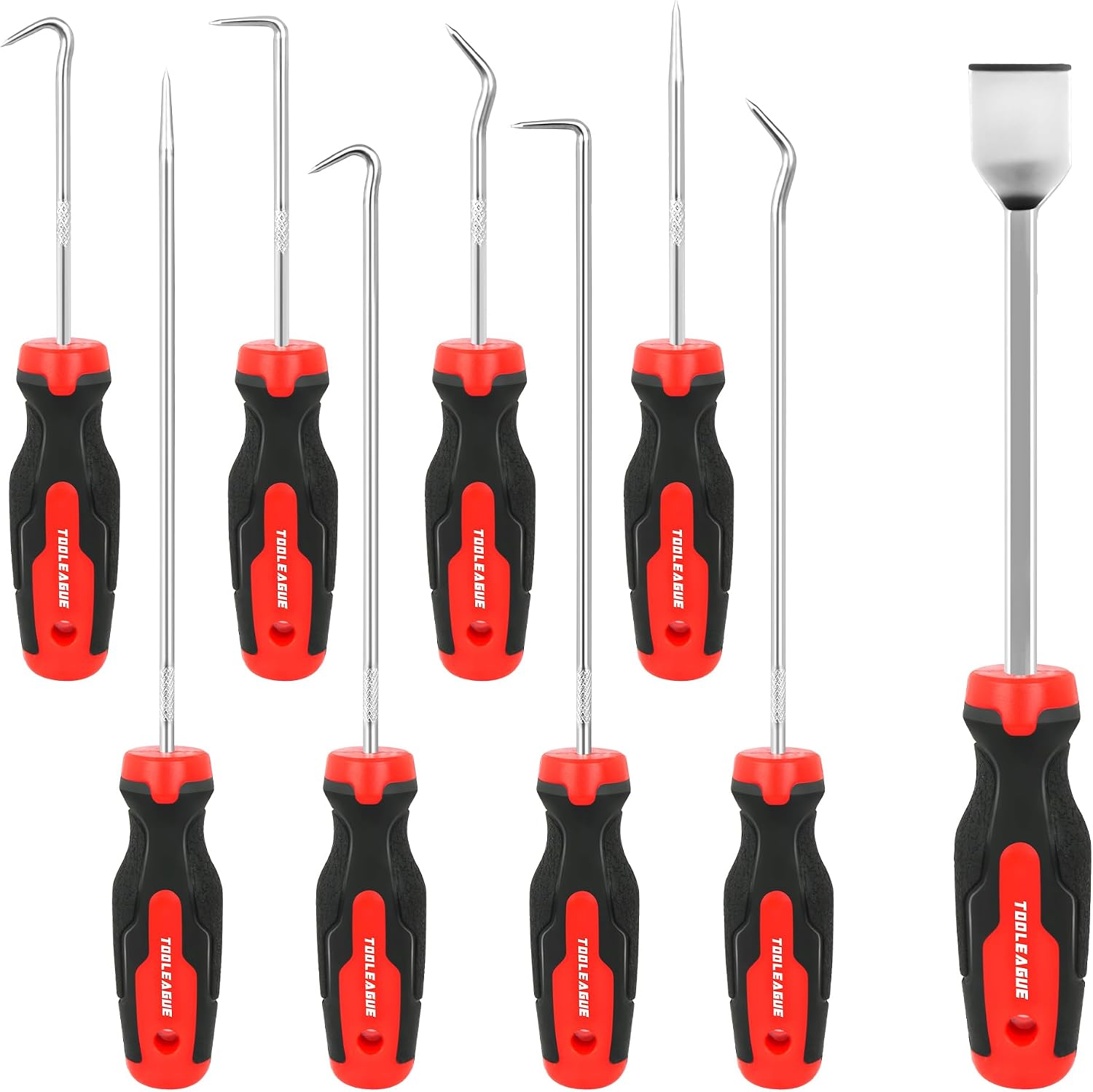TOOLEAGUE 9Pcs Precision Pick and Hook Set with Scraper and Magnetic Telescoping Tool Kit for Automotive and Electronic Hand Tools Car Auto Oil Seal/O-Ring Seal Gasket Hand Pick Up Tools